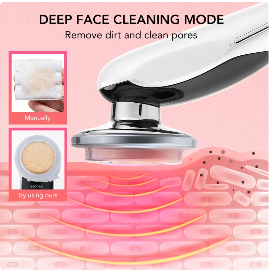 Masajeador facial con frío y calor antiarrugas